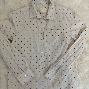 Sezane Tomboy Shirt Ecru/Blue Dots
